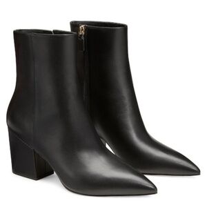 STUART WEITZMAN Avenue 75 Block Bootie Black Smooth Calf Leather